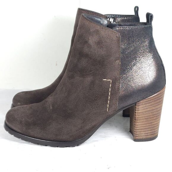 PAUL GREEN Women's Rockin US7,5-8 AU5,5 Brown Duede Leather Heel Ankle Booties - Picture 2 of 16